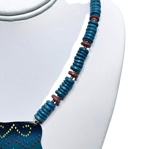 Chunky Tribal Inspired Beaded Necklace & Earrings Set (5871) - Picture 5 of 10